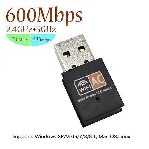 Adaptador Antena Wifi 600 Mbs Modem Para PC o Notebook Tarjeta de Red Inalambrico USB