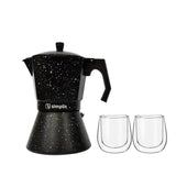 Pack Cafetera Italiana 4 Tazas + Set 2 Tazas Expreso 80 ml