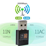 Adaptador Antena Wifi 600 Mbs Modem Para PC o Notebook Tarjeta de Red Inalambrico USB
