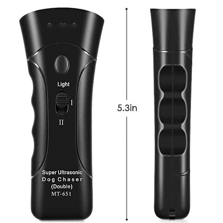 Espanta Perros de Entrenamiento Doble Bocina repelente Ultrasonido 50mt Antiladridos Luz Led