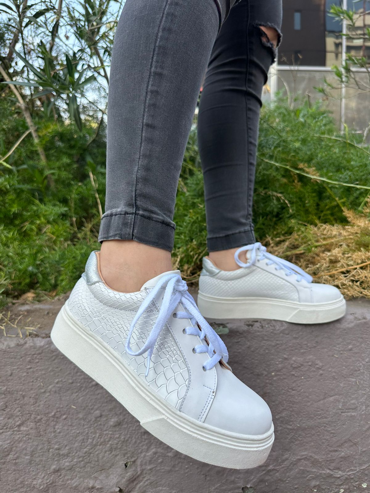Zapatilla Amatista Blanco Glitter
