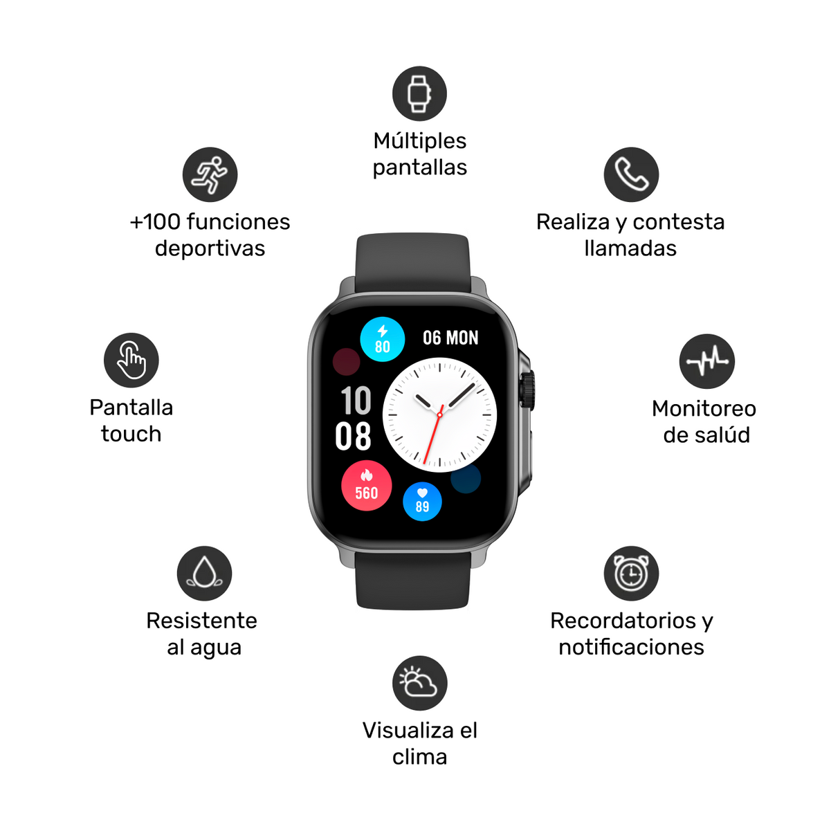 Reloj Smartwatch Lhotse Connect S03 42mm Black