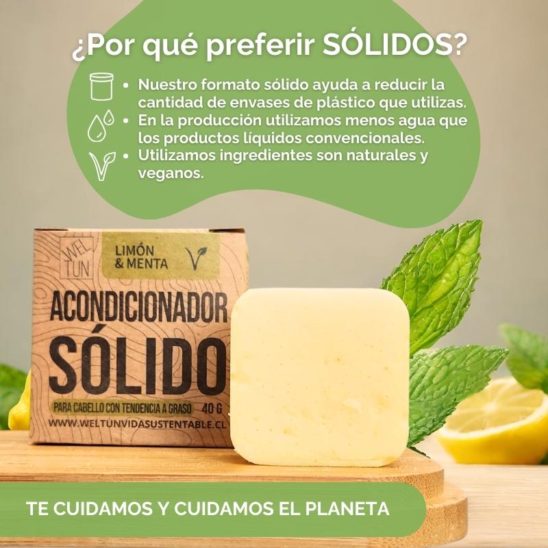 Acondicionador Sólido de Limón - Menta para Cabello Graso 40 g | Vegano | Libre de Crueldad | Cosmética Eco-Friendly