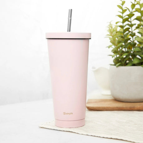 Vaso Térmico Tumbler 750ml Tapa y Bombilla Rosado Simplit