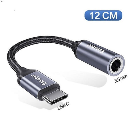 Adaptador Audífonos Aluminio cordón de hilo reforzado Certificado para Tipo C a Cable Audio Jack 3,5 Acordonado Resistente Auxiliar