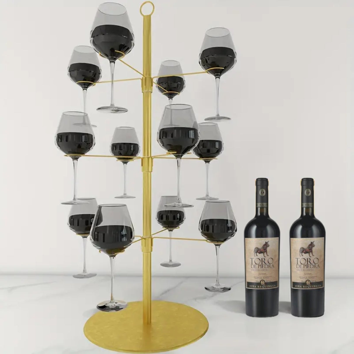 Árbol de Copas de Cóctel y Vino Gold - Organizador Wine Tree