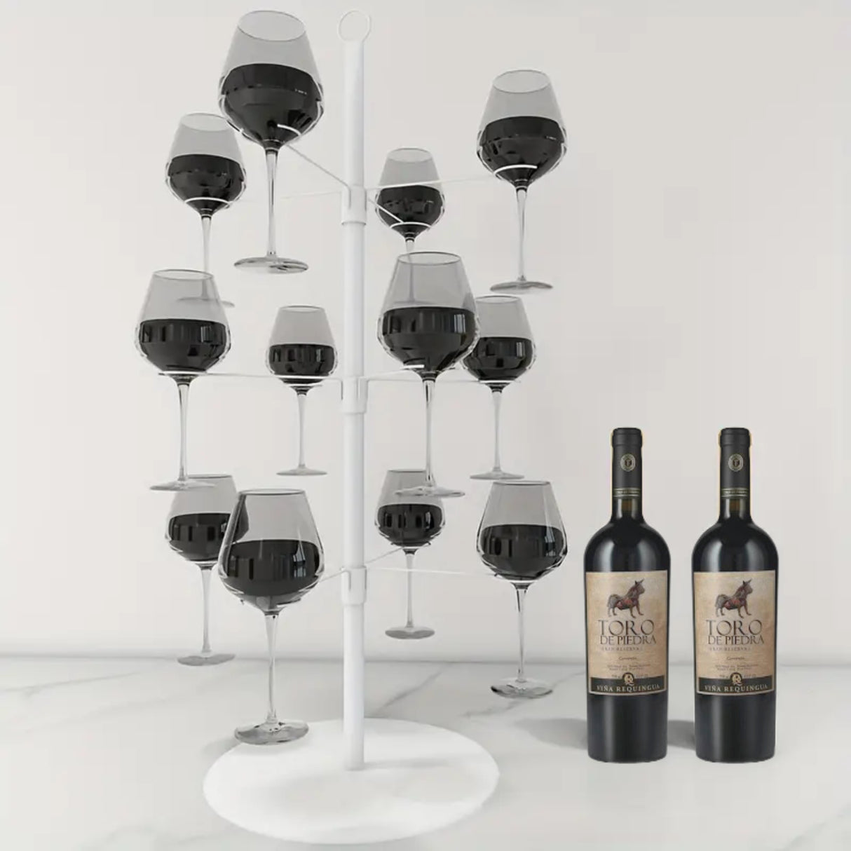 Árbol de Copas de Cóctel y Vino White - Organizador Wine Tree