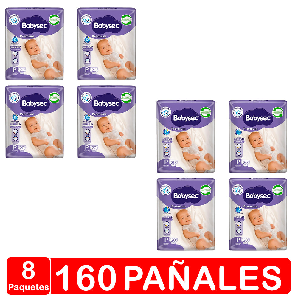 PAÑALES BABYSEC PREMIUM – TALLA PEQUEÑO(P) – 160 UNIDADES