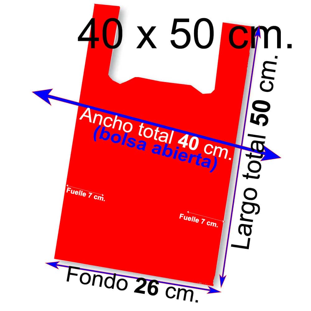 Bolsa Camiseta - 40x50- Color Rojo