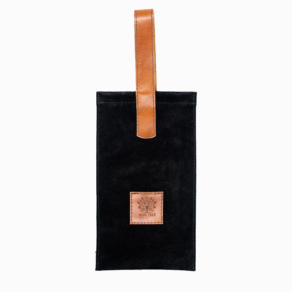 Bolsa de Cuero Negra para Botellas de Vino Wine Tree