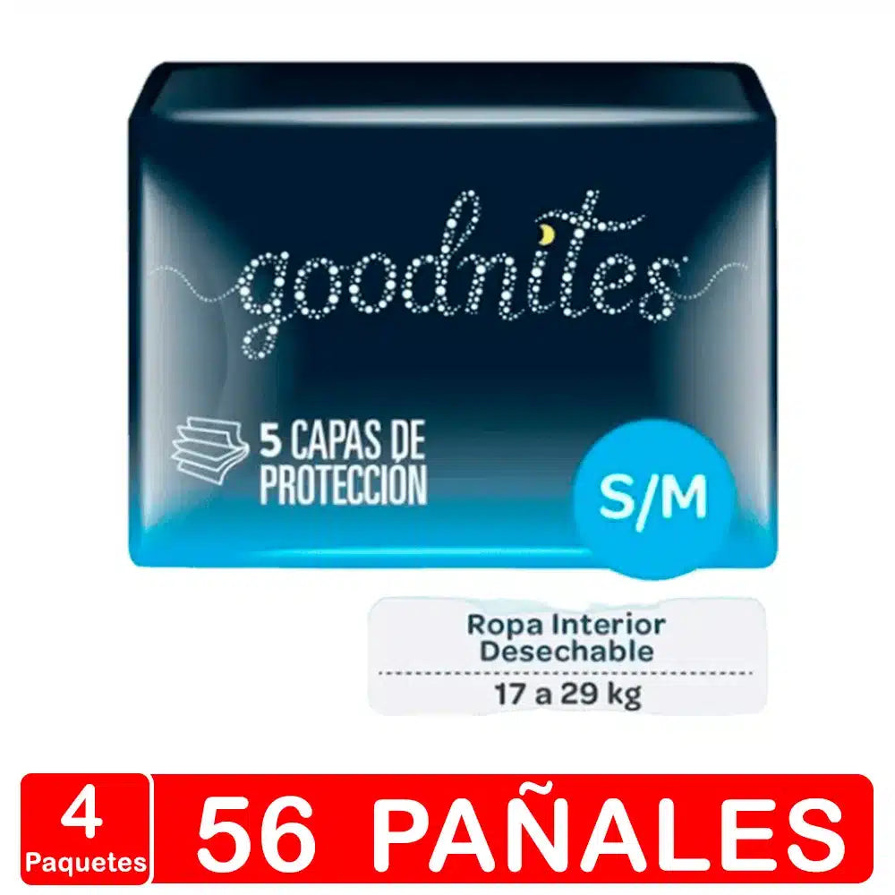 Pañal GoodNites Pants Talla S-M 56 unidades