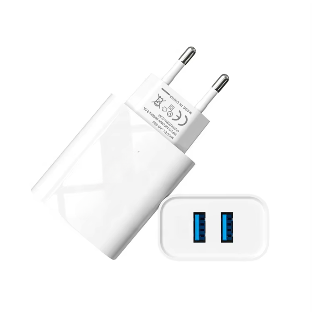 Cargador Rapido Enchufe Adaptador Pared Doble Puerto USB