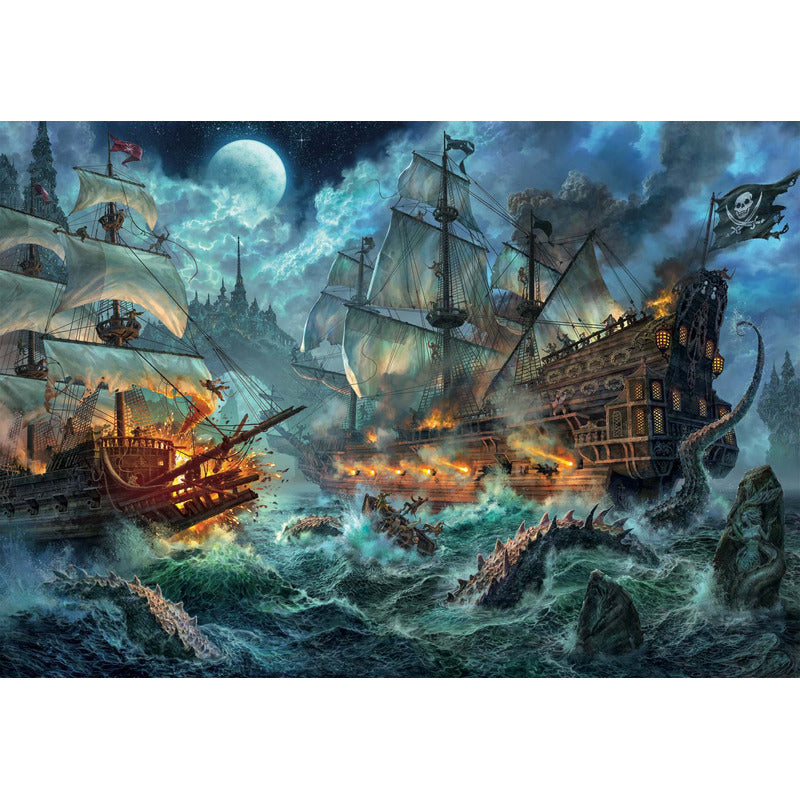 Rompecabezas Batalla Pirata Epica 6000 Pz Clementoni Italia Aventura Gran Reto Barcos