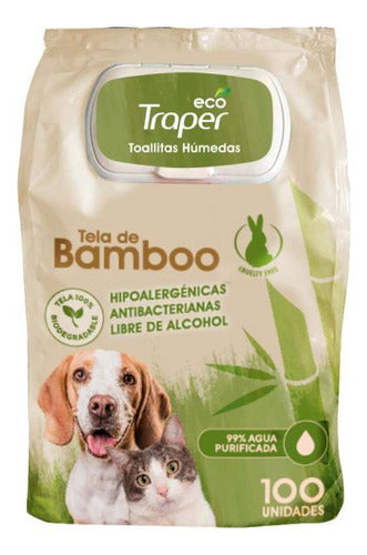 Traper Toallitas Húmedas Bamboo Perro Biodegradable 100u