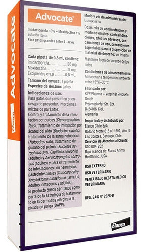 Advocate Antiparasitario Pipeta Para Gatos De 4 A 8 Kg