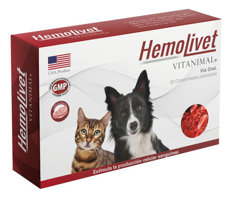 Hemolivet Vitanimal Suplemento Perros Y Gatos 30 Comprimidos