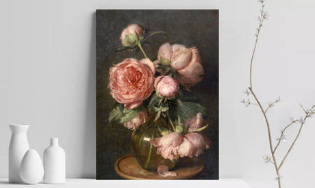 Cuadro En Lienzo Canvas Peonías Rosas  40x50cm Vintage