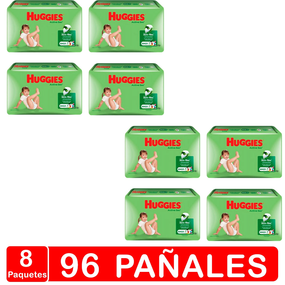 PAÑALES HUGGIES ACTIVE SEC – TALLA EXTRA EXTRA GRANDE(XXG) – 96 UNIDADES