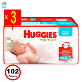 Pañales Huggies Natural Care – Talla Pequeño(P) – 102 Unidades