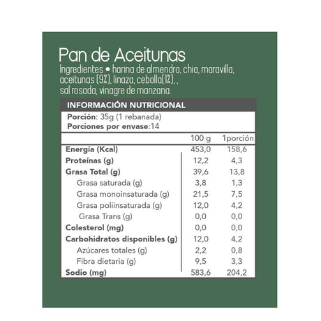 Pan de Aceituna 600 grs.
