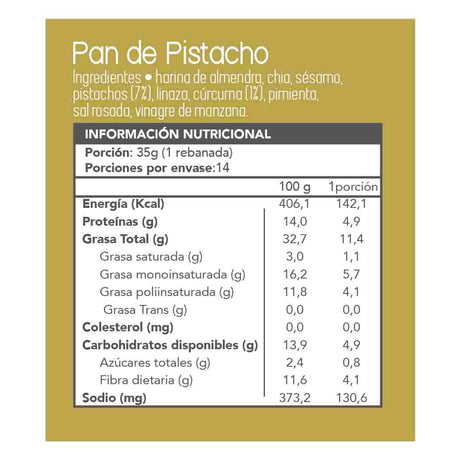 Pan de Pistacho 500 grs