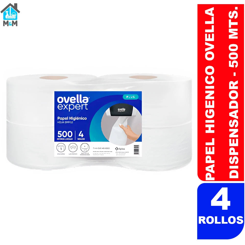 Papel Higiénico Industrial Pack 4 Rollos 500 Mts Cu - Ovella