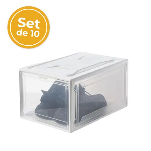 Set 10 Cajas Organizadoras de Zapatos Blanco Transparente Cada Cosa En Su Lugar®