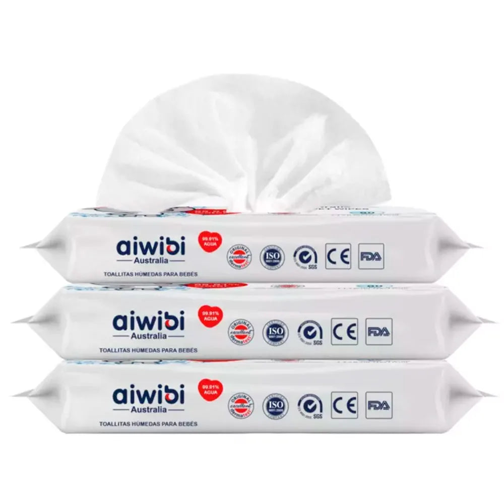 Tripack Toallitas Humedas Aiwibi - 99,91% agua 240 Uds.