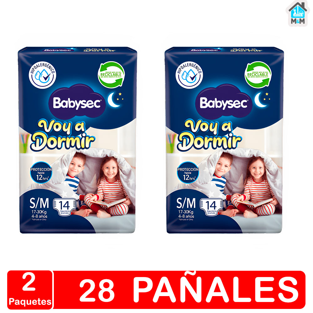 Pañales Babysec - Voy a Dormir Talla S/M - 28 Uds.