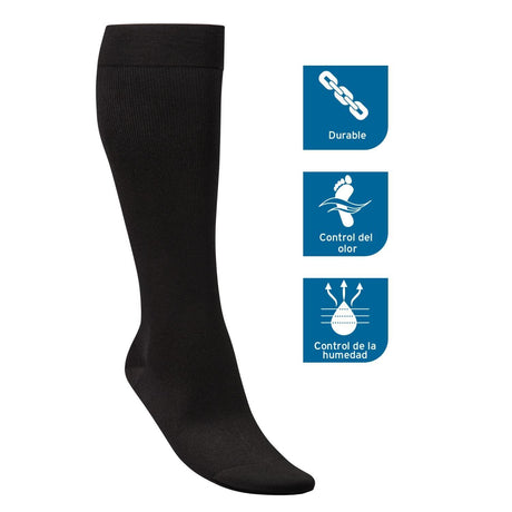 Calcetin De Compresión Rodilla Punta Cerrada Negro 20-30 L