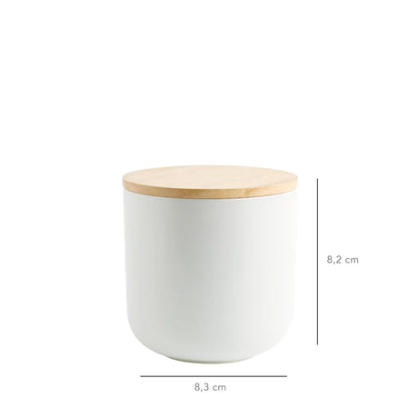 Contenedor Cerámica Hermético Tapa Madera S Blanco Simplit