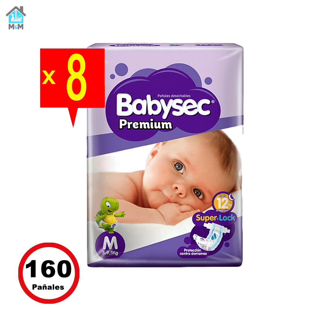Pañales Babysec Premium – Talla Mediano(m) – 160 Unidades