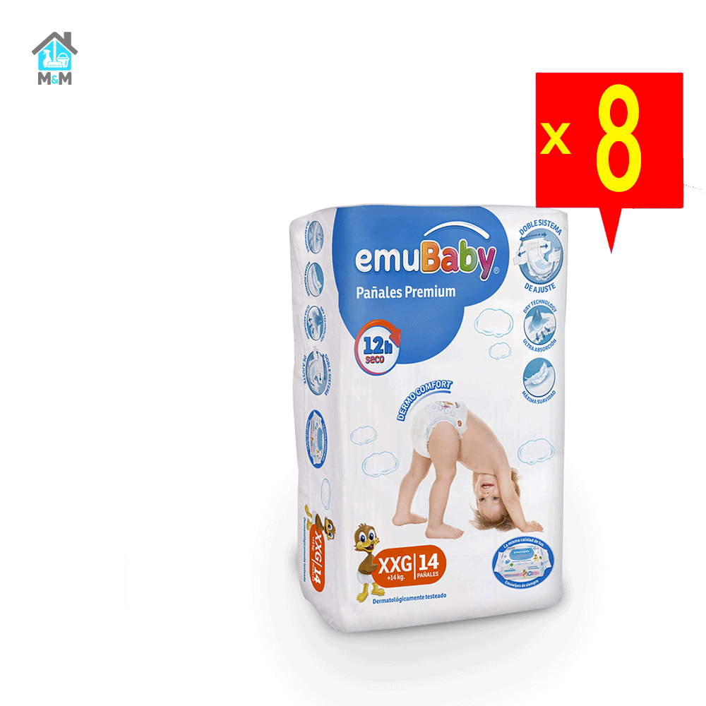 Pañales Emubaby Premium – Talla Extra Extra Grande(xxg) – 112 Unidades