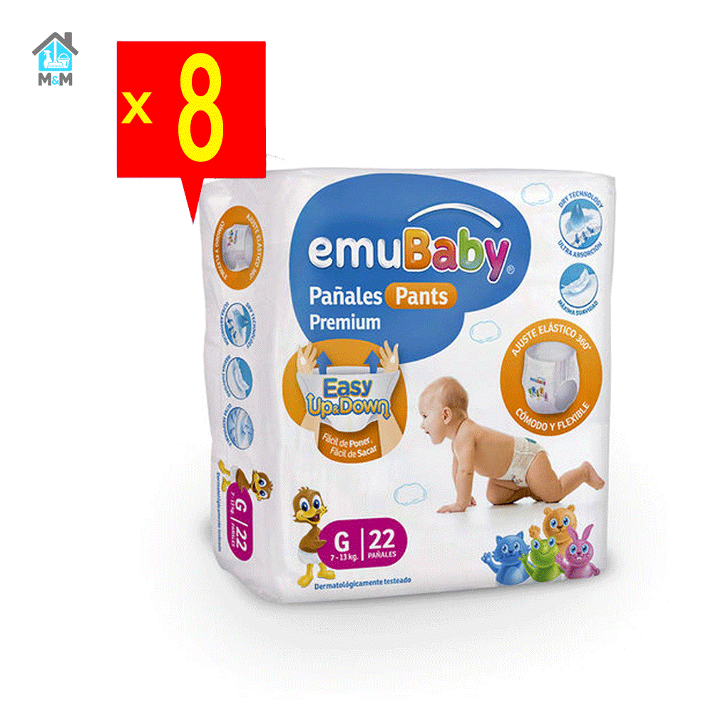 Pañal Emubaby Pants - Pull Up - Talla G - 176 Uds