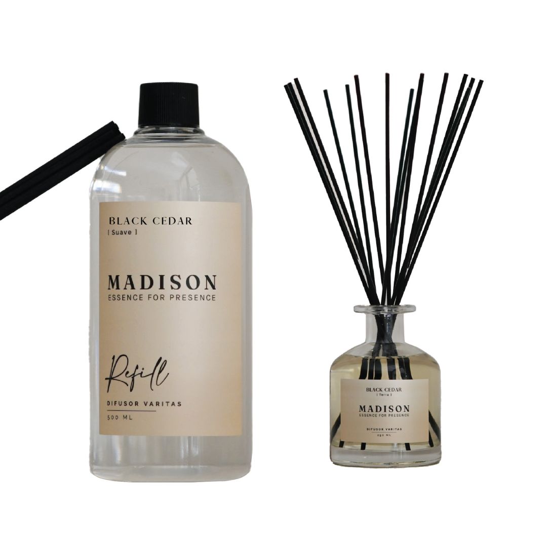 Difusor Transparente 250 ml+Refil 500 Ml Black Cedar Madison