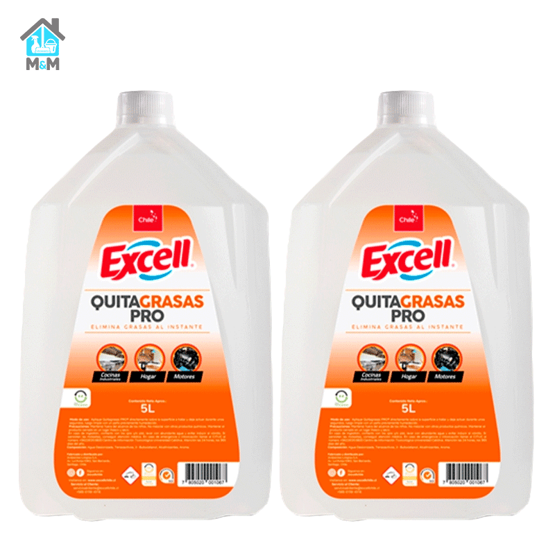 Pack Quita Grasa Pro - Excell - 5 Lts. - 2 Uds.