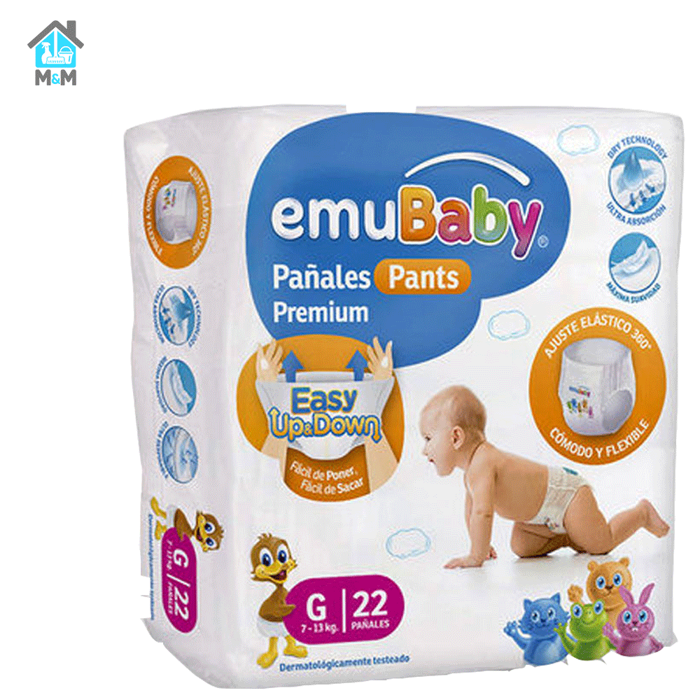 Pañal Emubaby Pants - Pull Up - Talla G - 22 Uds