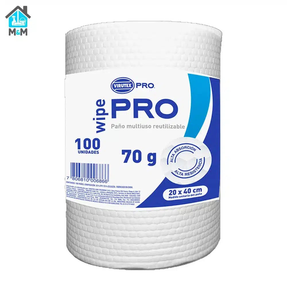 Paño Multiuso 20x40 100u Reutilizable - Vtx. Pro