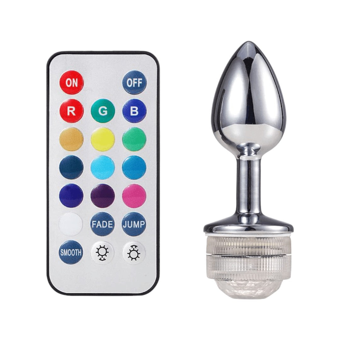 Plug Anal Luz Led con Control - Acero Inoxidable Talla M
