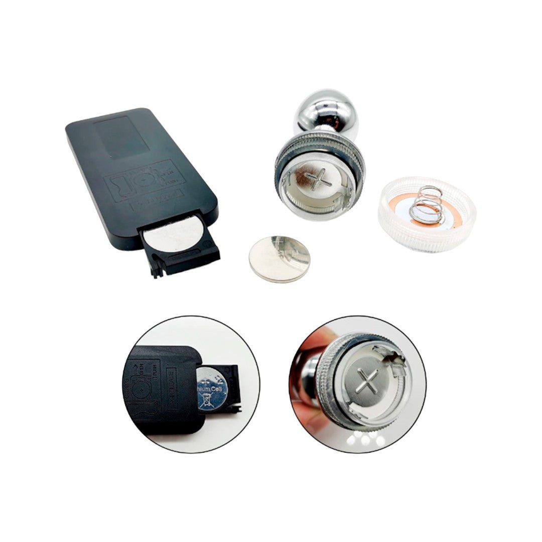 Plug Anal Luz Led con Control - Acero Inoxidable Talla M