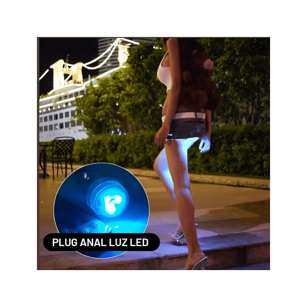 Plug Anal Luz Led con Control - Acero Inoxidable Talla M